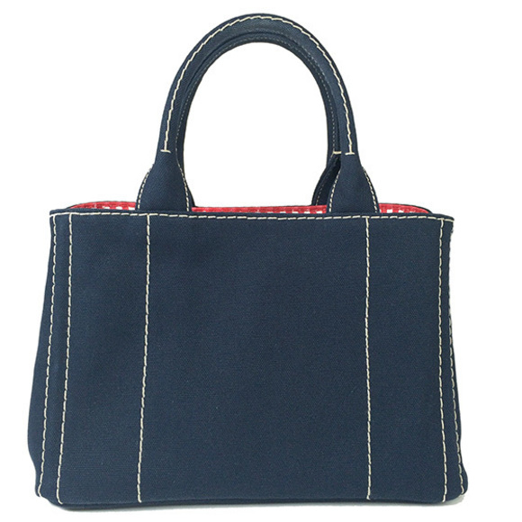 Prada Tote Bag Canapa Canvas 2way Navy Diagonal Shoulder - Picture 3 of 7